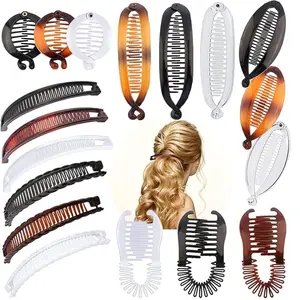18 Pieces Banana Hair Clips Classic Hair Comb Banana Clips Ponytail Hair Holder for Women Girls, 6 Styles