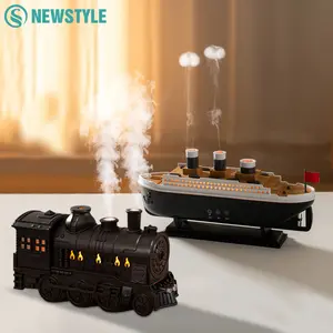 Newstyle Ship Train Shape Ultrasonic Air Humidifier with Jellyfish Spray Essential Oil Aroma Diffuser Remote Control & Colorful Lighting 30ml/h Capacity