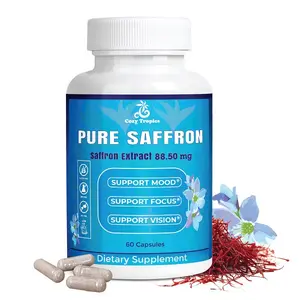 Pure Saffron Supplement – 88.5 mg Vegan Capsules for Mood & Vision Support – 85% Saffron Extract – Non-GMO – 60 Count