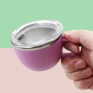 4pcs/set,3oz Mini Insulated Portable Traveler Tumbler Cup with Handle | 304 Stainless Steel Inner & PP Outer | BPA-Free Lid | Small Travel Coffee Mug for Kids & Adults