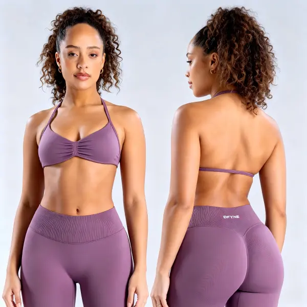 DFYNE Strappy Bra Shorts Set- seamless shaping design, hip-lifting design, women's sports and fitness set, suitable for various occasions such as yoga, fitness, cycling, hiking, running, sports, and outdoor leisure