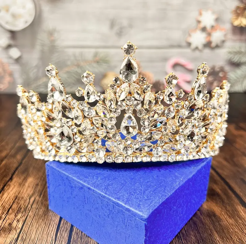Queen Crown, Gold Princess Tiaras and Crowns Wedding Tiara and Crown for Bride, Quinceanera, Birthday, Prom, Pageant, Party, Gift for Her