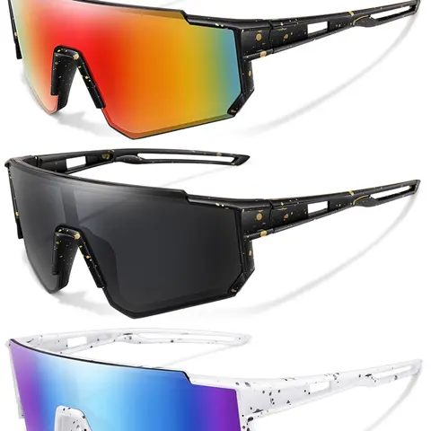 3 Piece Fashion Sporty Sunglasses Set, Cycling Baseball Hiking, Unisex Outdoor Sports Eyewear Uv400 Protection Uv Protective Eyewear, All Seasons Use