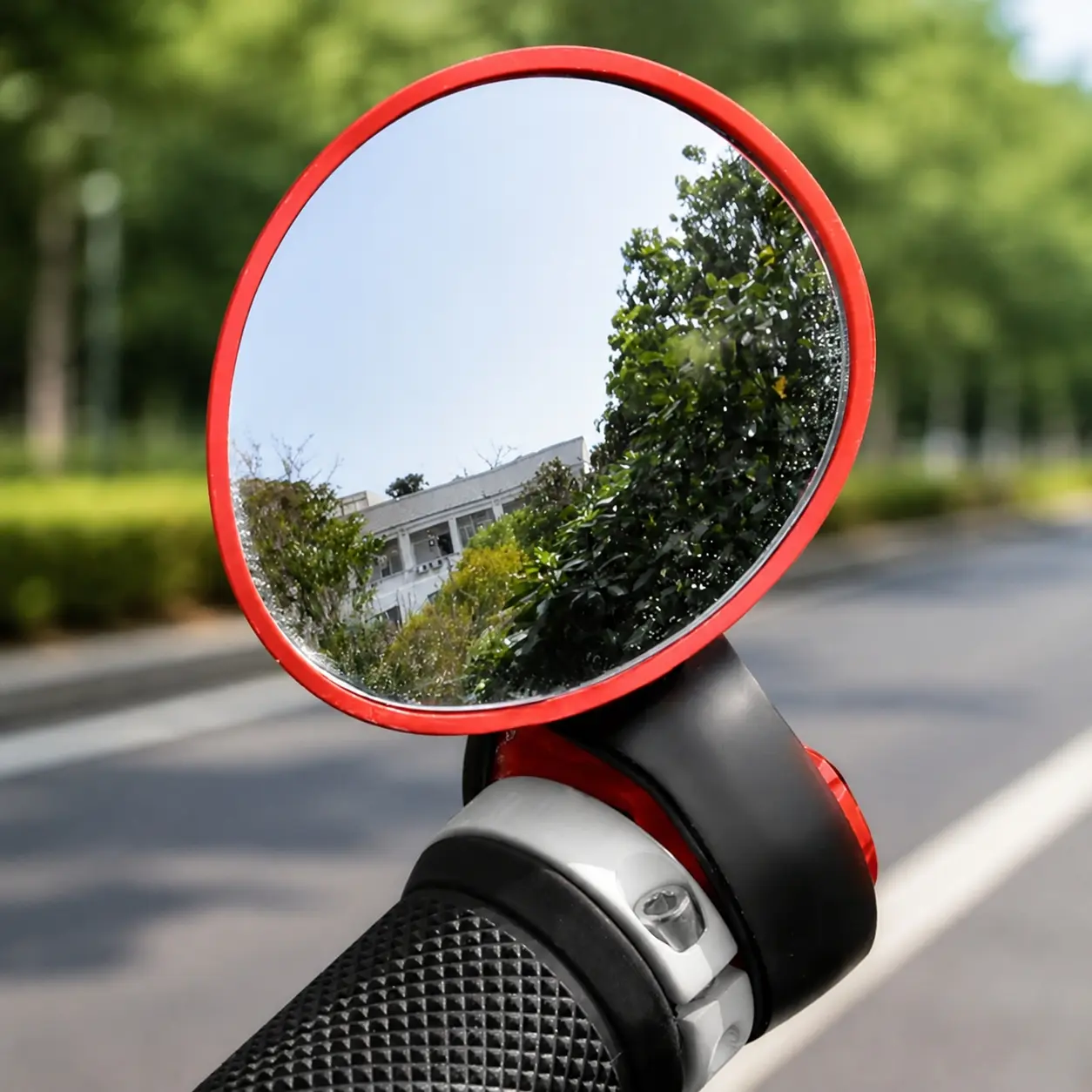 360-Degree Adjustable Bike Mirror, HD View, 4 Colors. Silicone Anti-Slip Handle, Universal Fit for Mountain/Road Bikes, Bike Accessory, Bicycle Accessories. Vibration-Resistant Design for Adults & Kids. Easy Installation, Commuting Safety Essential.