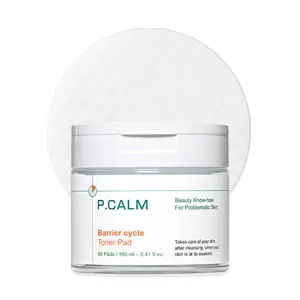 [P.CALM Official] Barrier Cycle Toner Pad – 60 Pads with Centella Asiatica & Papaya Extract for Soothing, Moisturizing & Exfoliating, Korean Vegan Facial Toners Pads for Sensitive Skin (160ml / 5.41 fl.oz)