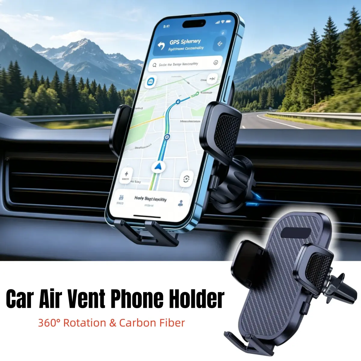 Auto Wider Clamp Mobile Phone Mount for Car Air Vent, Hands-Free Gravity Bracket Easy Used, Military Sturdy Metal Air Vent Hook, Car Air Outlet Cell Phone Mount Holder Stand, Universal for iPhone Samsung Android Smartphone Accessories