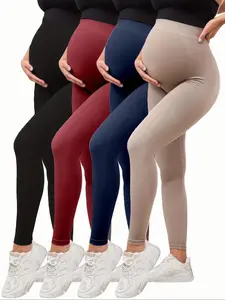 4pcs Women's Maternity Leggings Over The Belly Pregnancy Yoga Pants Active Wear Workout Leggings Maternity Clothes