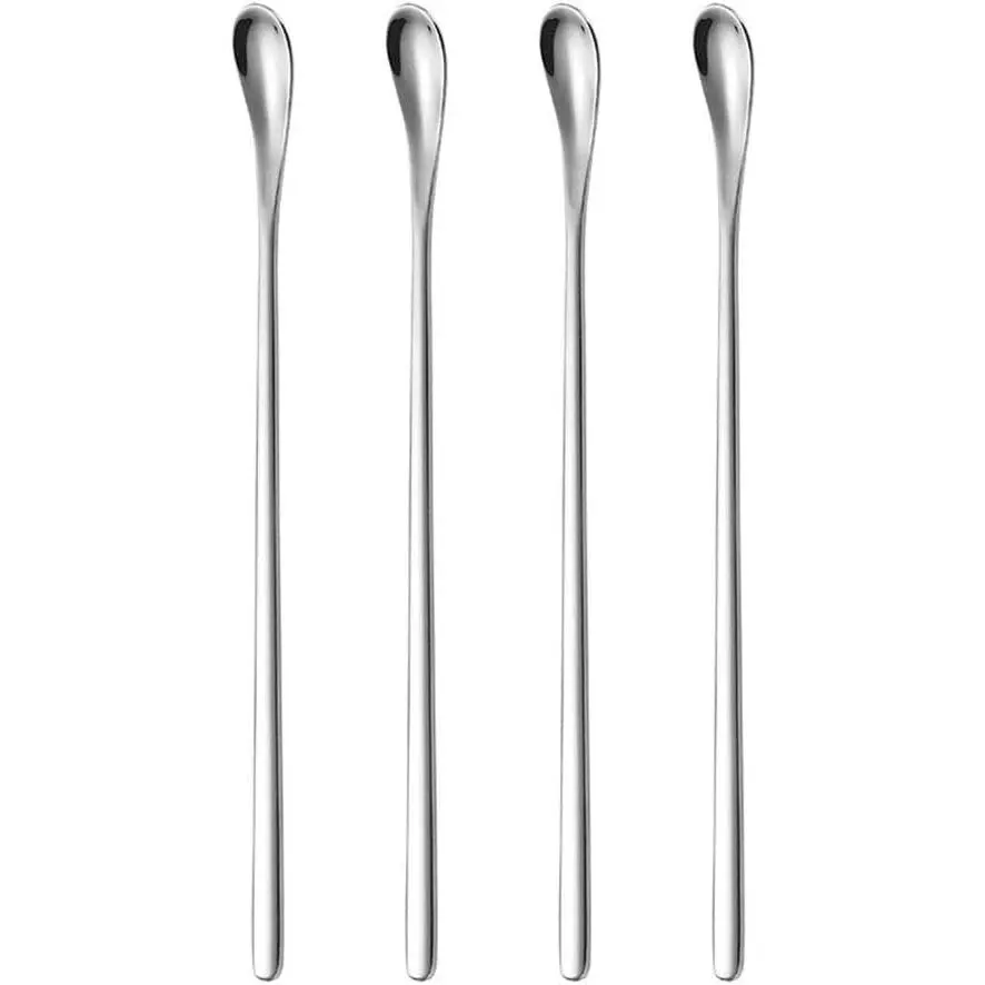 Stainless Steel Coffee Stirring Spoon Beverage  Stirrers Stir  Drink Mixing Swizzle Stick-  Salt Condiment Spoon -  - Set of 4 (7.6-Inch)