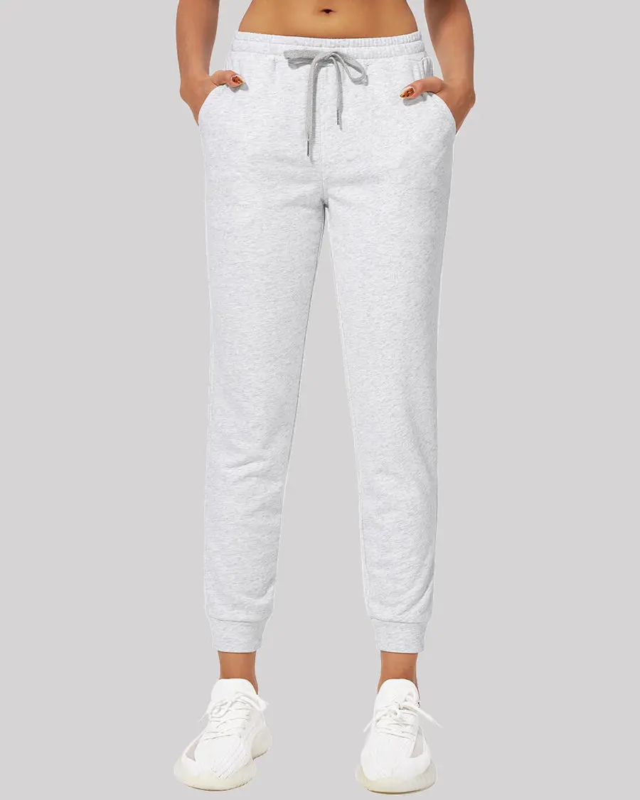 Women's Soft Cotton Casual Athletic Joggers - Baggy Lounge Pants with 4-Way Stretch, 3-Pocket Convenience, and Adjustable Drawstring Waist