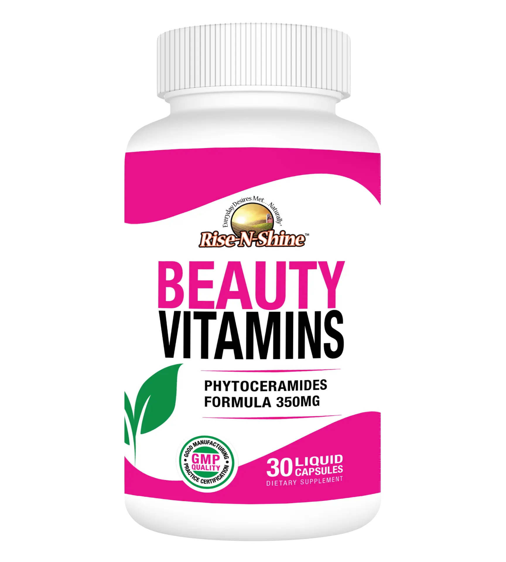 BEAUTY VITAMINS SUPPLEMENT With Phytoceramides - Your Secret to Radiant and Youthful-Looking Skin From Within by Rise-N-Shine