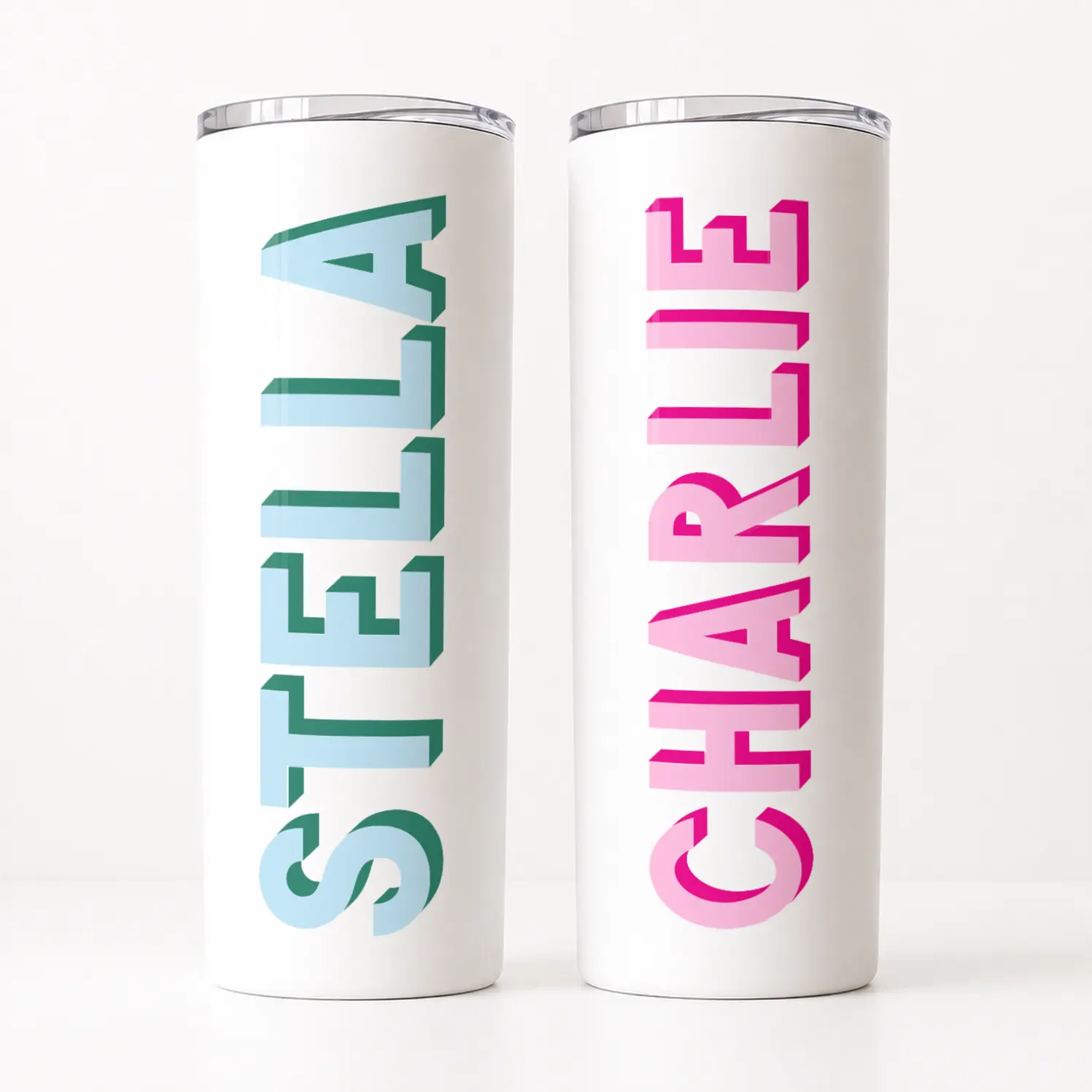 Personalized Name Tumbler | Custom 3D Shadow Name 20oz Stainless Steel Insulated Travel Cup