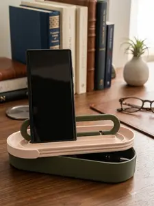 Minimalist 3D Printed Desk Organizer & Phone Stand • Aesthetic Pastel Pencil Box (23cm)