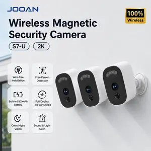 JOOAN S7-U 2K 3MP Wireless Outdoor Security Camera 2/3/4-Pack – Magnetic Mount, Smart Human Detection, Night Vision, Two-Way Audio, Waterproof, 5200mAh Battery, 2.4GHz WiFi, All-Weather