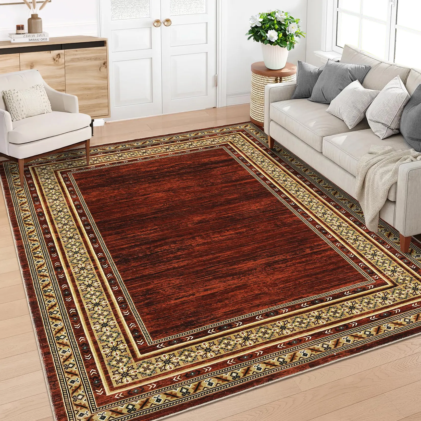 Modern Neutral-colored Washable Peacock Print Rug Soft Non-slip Foldable Interior Decorative Rug for Restaurants Offices Game Rooms and Laundry Rooms carpet