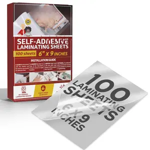 Self Adhesive Laminating Sheets, 6 X 9 Inches 100 Pack, 4.76 mil Yellowing Resistant Seal Sealing Laminating Sheets Bulk, Adhesive Laminate Sheets, No Heat Self Laminating Sheets, Clear Sheets