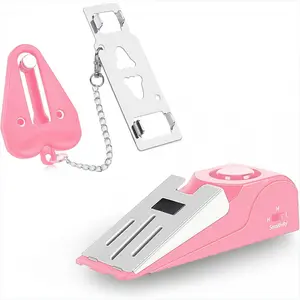 Hotel Door Lock & Door Stop Alarm,Dual Protection Security Devices Pocket Door Stopper Self Defensey Tools for Hotel Travel Home Apartment House, Pink/Pink