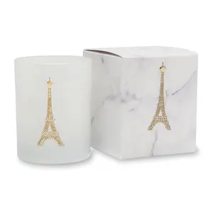 212 MAIN Primal Elements Jaime Paris 9.5oz Small Batch Hand-Poured Wax Scented Icon Candle - White Marble Design, Orchid Musk Fragrance, Gift Box Included, Home Decor, Festive Gifting