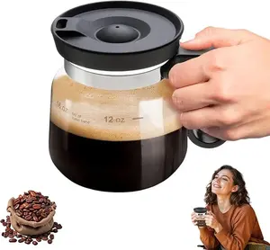 Brew Cafe Vibes at Your Desk – A 16 Oz Mini Coffee Pot Mug Made of Clear Heatproof Glass, Complete with Lid for the Perfect Hot Tea or Iced Coffee