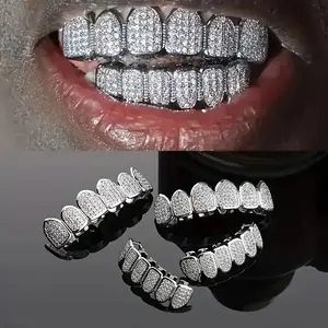 Fashionable Rhinestone Zircon Tooth Gem Jewelry Set, Hip Hop Trendy Sparkle, Perfect for Rave Parties, Funny Abstract Rap Concerts