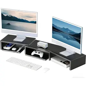 Desk Organizers and Accessories Dual Monitor Stand Riser Monitor Desk Shelf for Desktop Organization Black
