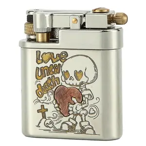 Vintage Kerosene Lighter, Novelty Unique Lighters, Pure Copper Material, Skull, Double Life, Constantine, Cool Gifts for Men Smokers（Without fuel） Love