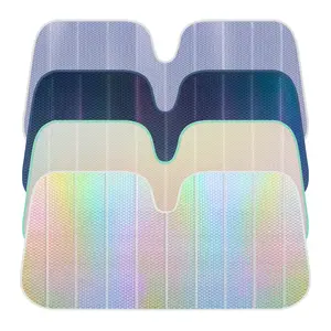 Iridescent Sunshade for Front Windshields - Accordion Auto Shade Universal Fit for Cars, 57x27 Inches