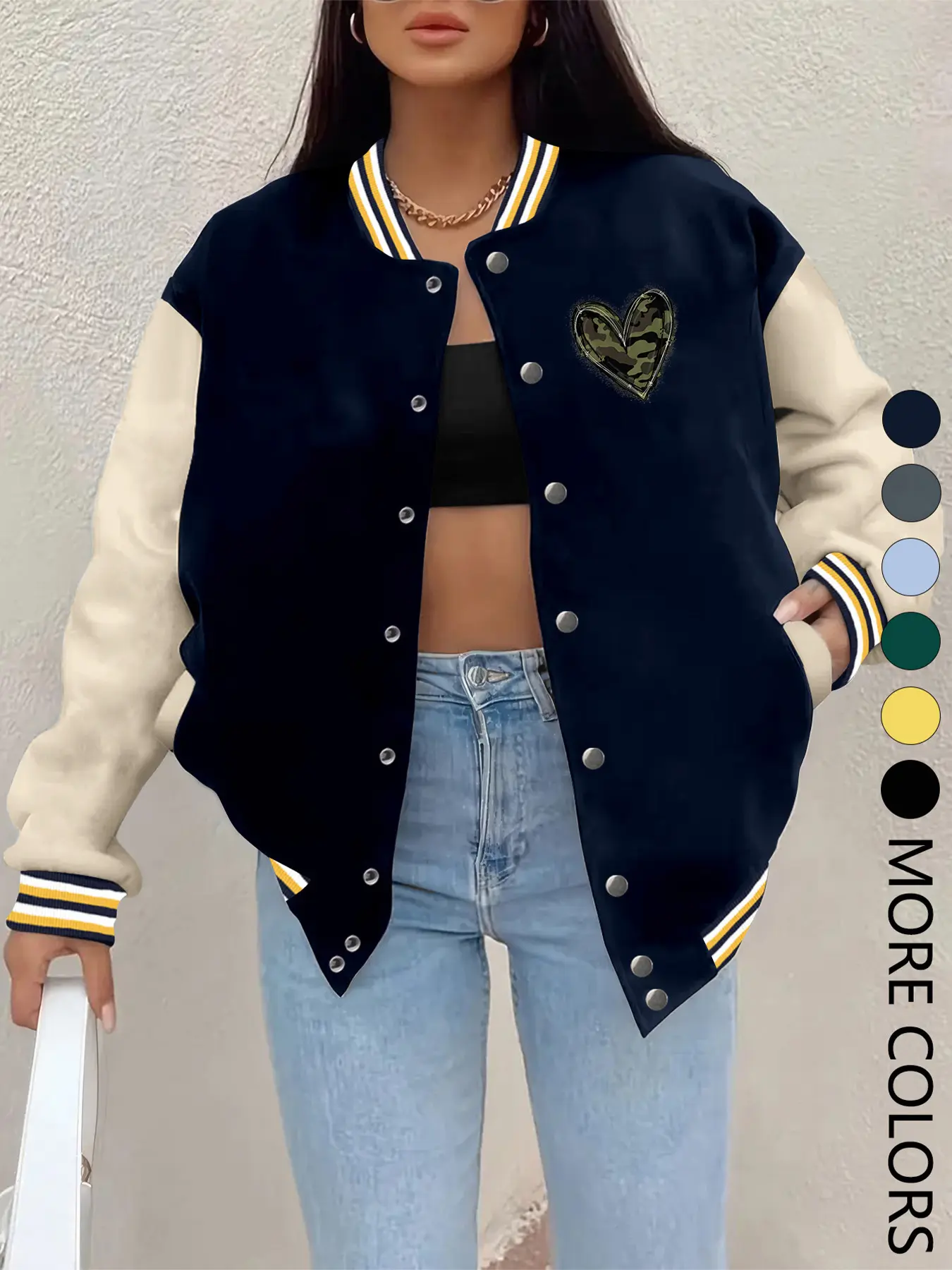 Women's Fall Winter New Baseball Jacket, Aesthetic Letter Print Casual Sporty Fashion Fitted Fashionable Outerwear, Fitted Design, Hip Hop Style, Suitable for Daily Wear Womenswear