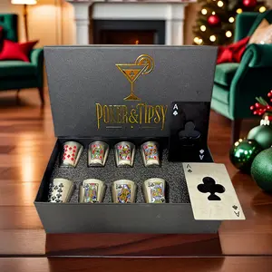 Poker Whiskey Glass Set with Openers Perfect Gift