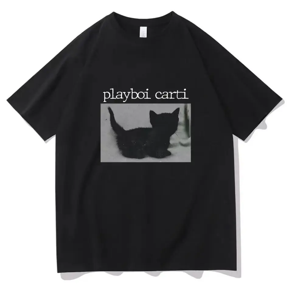 Gildan t-Shirt, Playboi Carti Hip-Hop T Shirts, Cute Cat Harajuku, Print Tee Regular, Mens Tops Quality, Rapper Tshirt