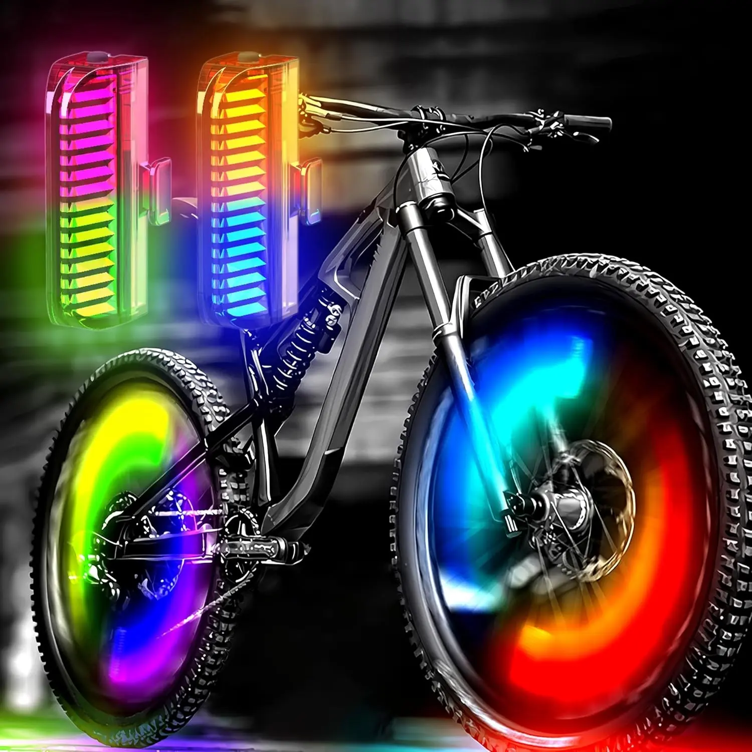 Rechargeable Bicycle Wheel Lights (2 Pack), Waterproof Spoke Lights, 7 Color Changing, Motion Sensor, Fits All Bike Wheels, Balance & Electric Bikes, Mtb Lights, Bicycle Accessories