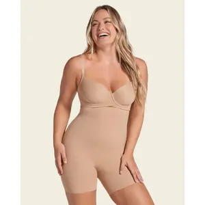 Leonisa On Target Strapless Sculpting Step-in Body Shaper with Short Bottom - Comfortable Shapewear Fabric Seamless Soft Womenswear