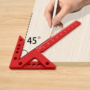 Center Finder Woodworking Square Protractor - 45/90 Degree Right Angle Line Gauge - Plastic Center Scribe Precision Carpenter Ruler Wood Measuring Scribe Tool