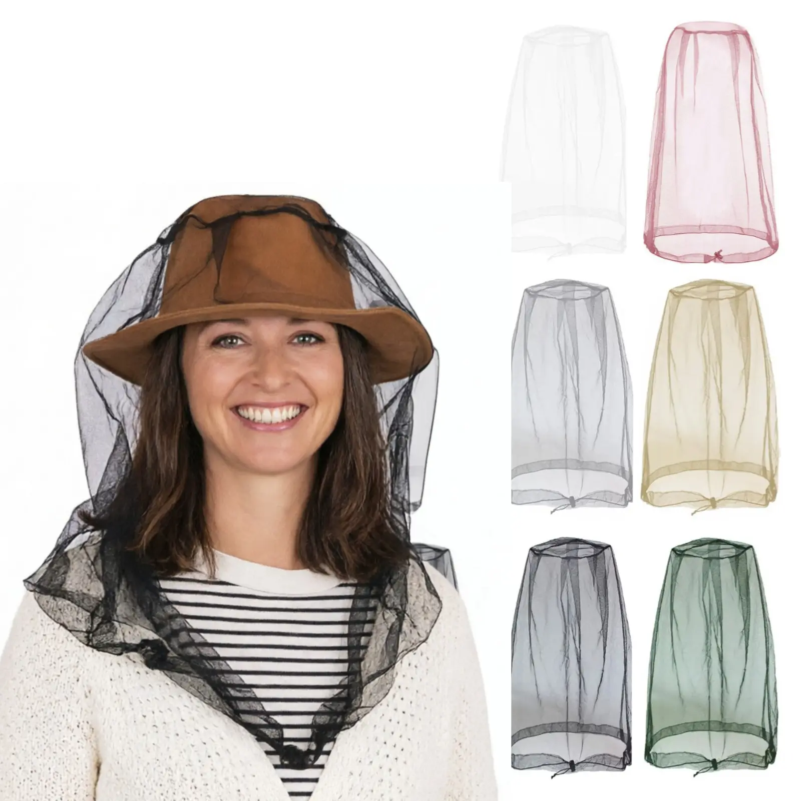 3-Pack Summer Outdoor Mosquito-Repellent Fishing Hats, Breathable Mesh Sun Hats with Insect Protection (Sports & Outdoor Accessories)