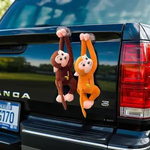 17.8" Hanging Stuffed Monkeys with Hook & Loop Fasteners - Plush Toy Gifts for Teens & Adults, Plush Stuffed Animal Toys Soft Monkey Doll Decoration (Brown) Car Monkey Pendant
