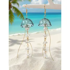 Women's Irregular Jellyfish Crystal Drop Dangle Earrings - Transparent, Lightweight Animal-Shaped Coastal Boho Beach Charm Costume Jewelry, Gifts for Women, Party & Daily Wear Accessories, Animal-Shaped Earrings