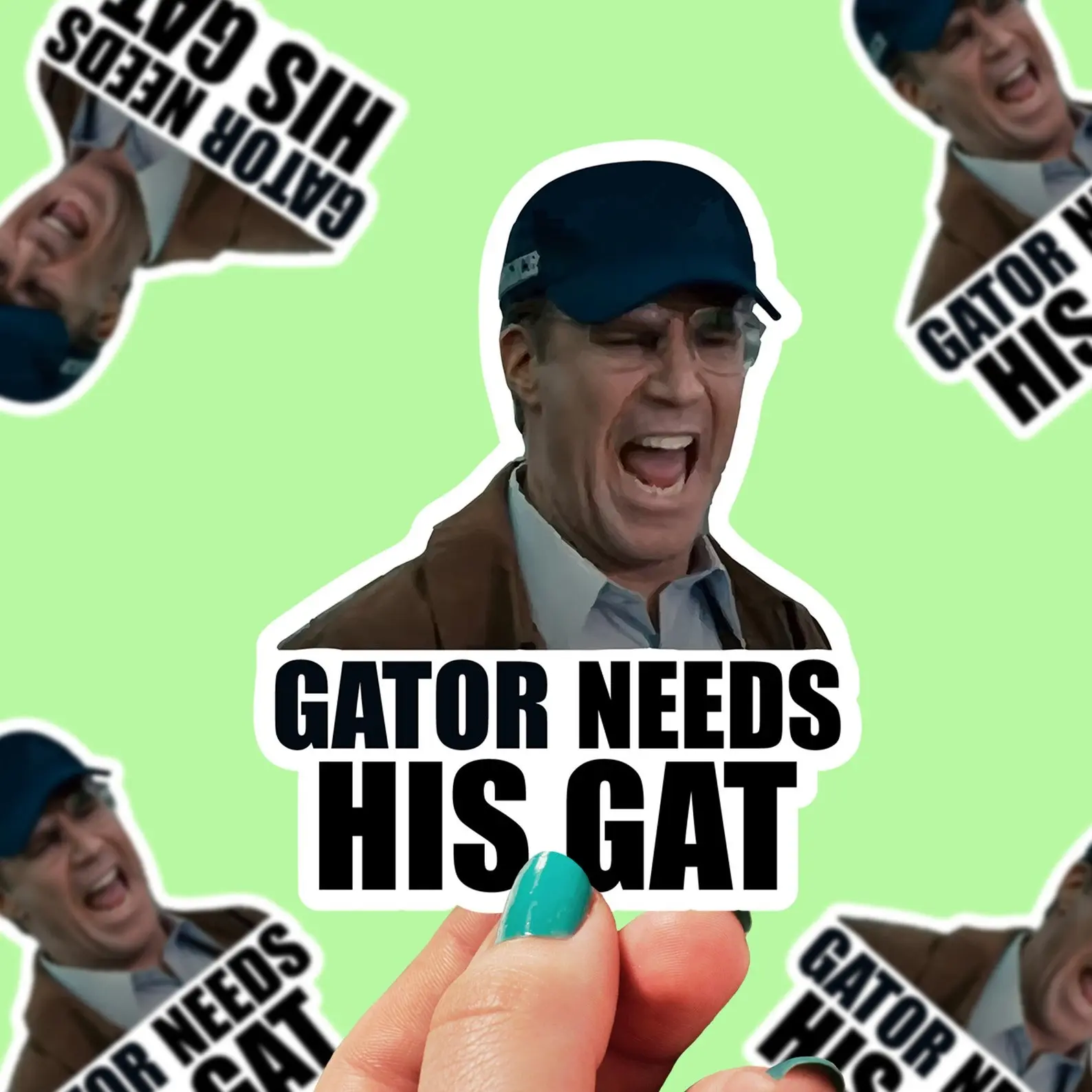 Gator Needs his Gat Sticker, Movie Quote Sticker, Meme Sticker, the other guys, movie quote stickers, gator don't play Decor Decorative