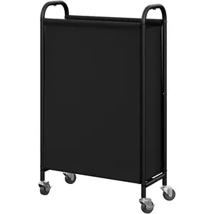 80L Slim Laundry Hamper with Wheels, Fabric Rolling Laundry Basket, Narrow Clothes Organizer, Tall Hamper for Closet, Laundry Room, Bathroom, Black