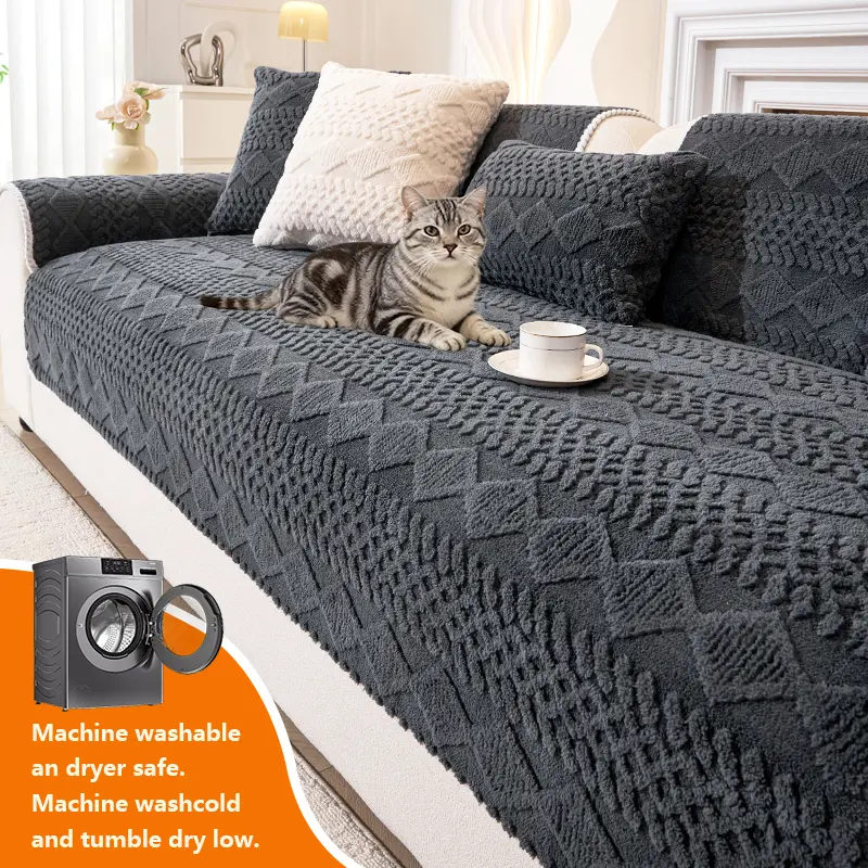 1pc Soft Plush Sofa Cover Protector, Washable Sofa Protector, Pet-Friendly Short Fur Couch Pad, Cozy Home Decor Sofa Couch Covers for Bedroom Office Living Room, Sofa Slipcover