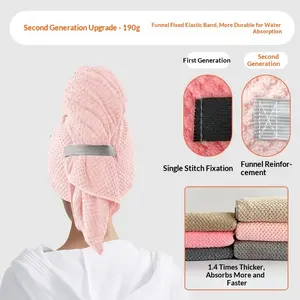 Microfiber Water Absorbing Coral Fleece Hair Towel