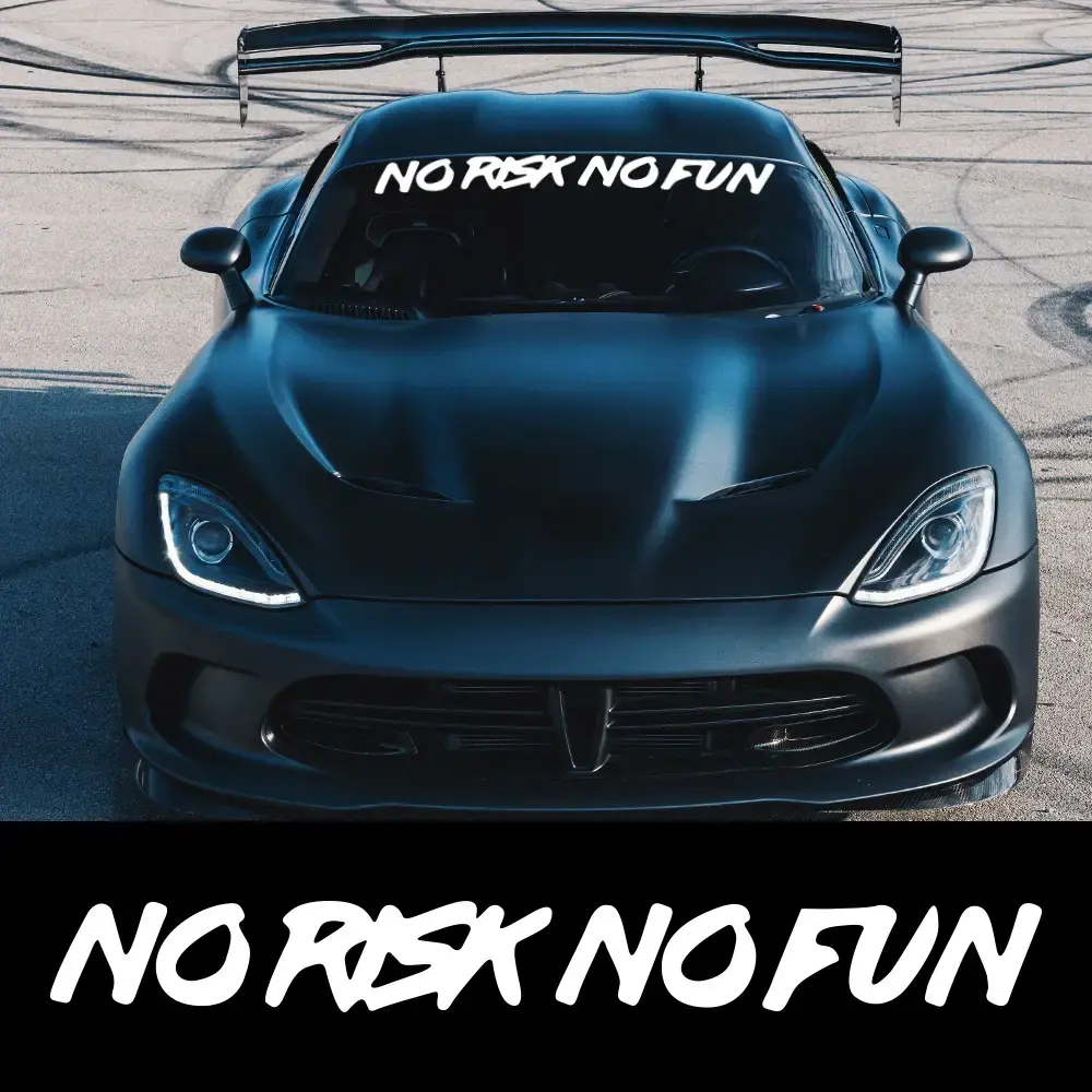Car Front Rear Windshield Stickers NO RISK NO FUN Letter Banner Decals Vinyl Waterproof Exterior Decoration Styling Accessories