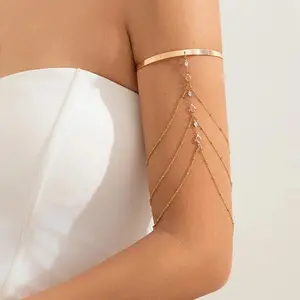 Trendy fashion sexy multi-layered rhinestone chain tassel upper arm bracelet armlet armband women accessories
