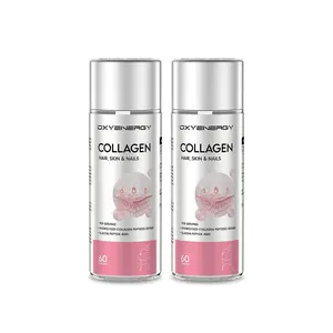 2 Bottles Oxyenergy Collagen Beauty Capsules,for Skin,Hair, and Nails,Dual Peptides,Marine Collagen,60 capsules/bottle Healthcare Dietary Fitness Edible Collagen Supplement