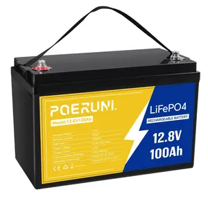 POERUNI 12V 100Ah LiFePO4 Battery Deep Cycle Lithium Iron for RV Solar System Camper Automotive Grade UL Tested Safe Non-Toxic Lightweight 4000+ Cycles