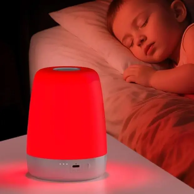 670nm Narrowband Red Light Therapy Night Lamp - 2000mAh Cordless Compact, Eye Care, Light Sensitivity Friendly, Gentle Eye Care for Newborns - Promotes Melatonin, Aids Diaper Changes, Travel Jet Lag Relief (Grey) Nighttime Care
