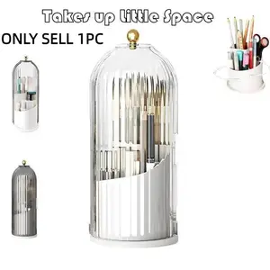 Rotating Toothbrush Holder with Cover, dustproof toothbrush holders, Bathroom Vanity Organizer, 3 Slot Makeup Brush Storage Box, Creative Gift for Father's Day, Mother's Day