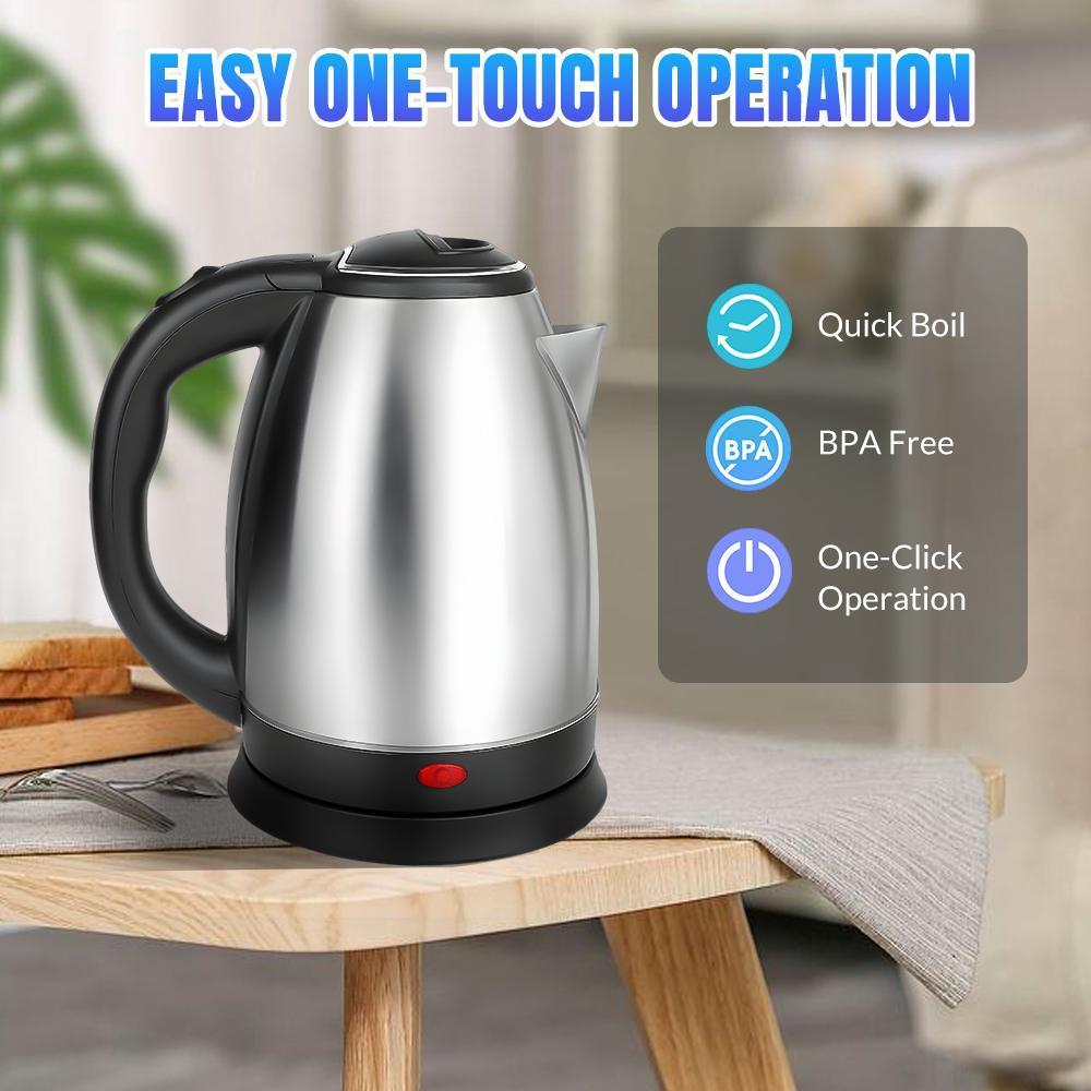 2.0L Electric Kettle – 110V 1000W Fast Boiling, One-Touch Lid, Leak-Proof Spout, Comfort Handle, Perfect for Home, Office & Dorm, Includes Power Cord