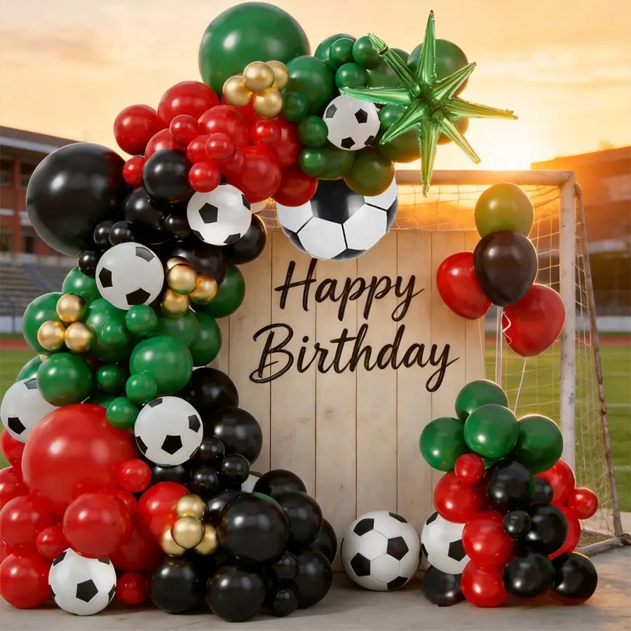 117pcs Football Theme Balloon Arch Set, Balloons with Football Balloons, Latex Balloons, Balloon Party Supplies, Party Decor for Birthday, Singles, 2026 Event, Football Balloon Arches, Balloon Decorations