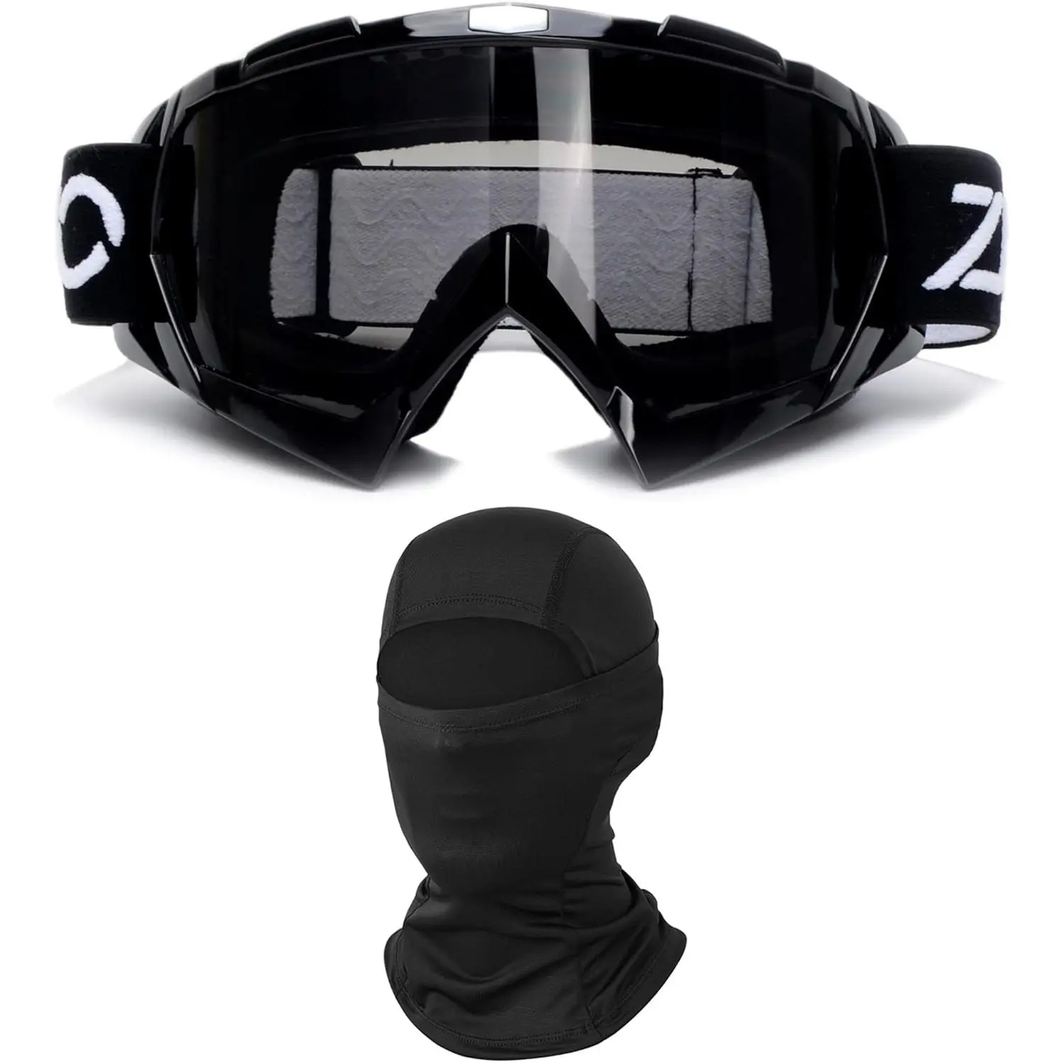 Adult Dirt Bike Goggles with Universal 1-Size Balaclava Face Mask for Motocross, Motorcycle Riding