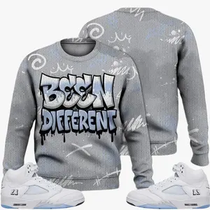 Retro White Metallic 5s Outfits Ugly Sweater, Drip Been Different Streetwear Unisex Sneaker Matching Shirts