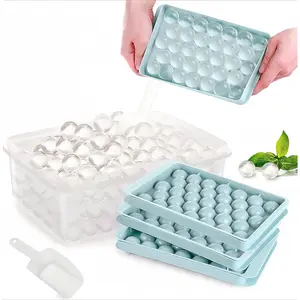MIUVA Kitchen Silicone Ice Cube Molds Set with Lid, 3 Pastel Blue Molds, 2 cm Diameter, BPA-Free, Ideal for Cooling Coffee & Drink Chilling, 33 Round Ice Balls per Tray, Easy Release, Thanksgiving tableware Christmas